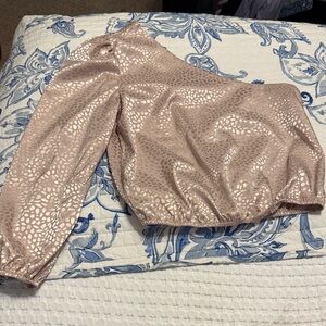 One shoulder metallic top